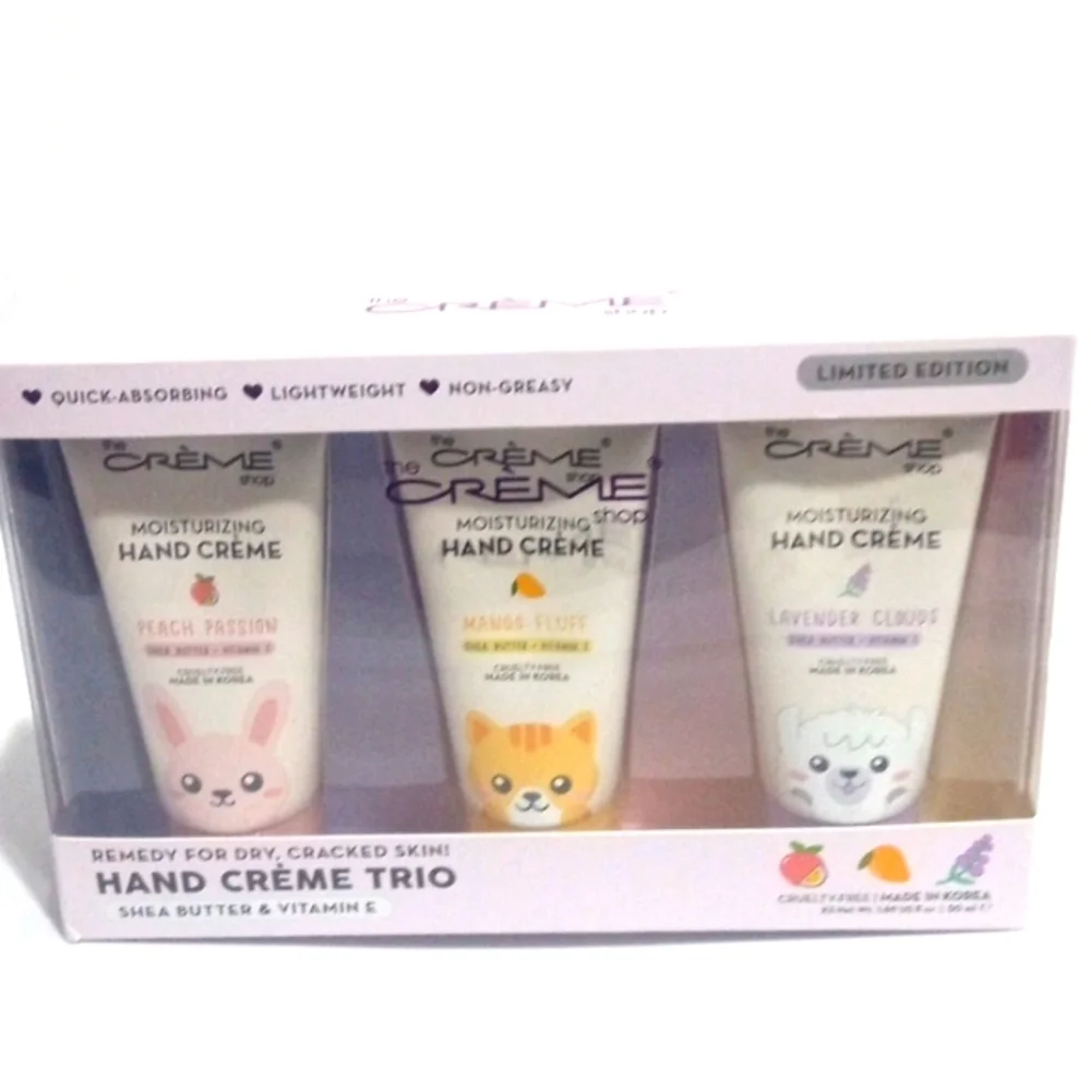 THE CRÈME SHOP HAND CRÈME TRIO - PEACH, MANGO, LAVENDER SHEA BUTTER LOTION NWT